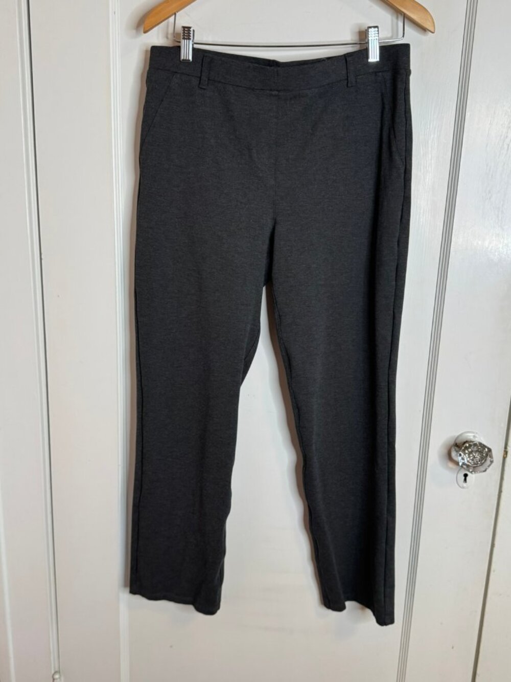 Quince Pull On Gray Stretch Ponte Knit Pants sz L